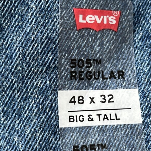 Levis 505 Jeans Mens 48 X 32 Straight Leg Big & Tall Blue Denim - Picture 9 of 13